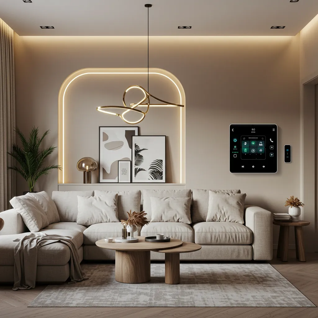 Modern cozy interior design with plants and natural textures-1