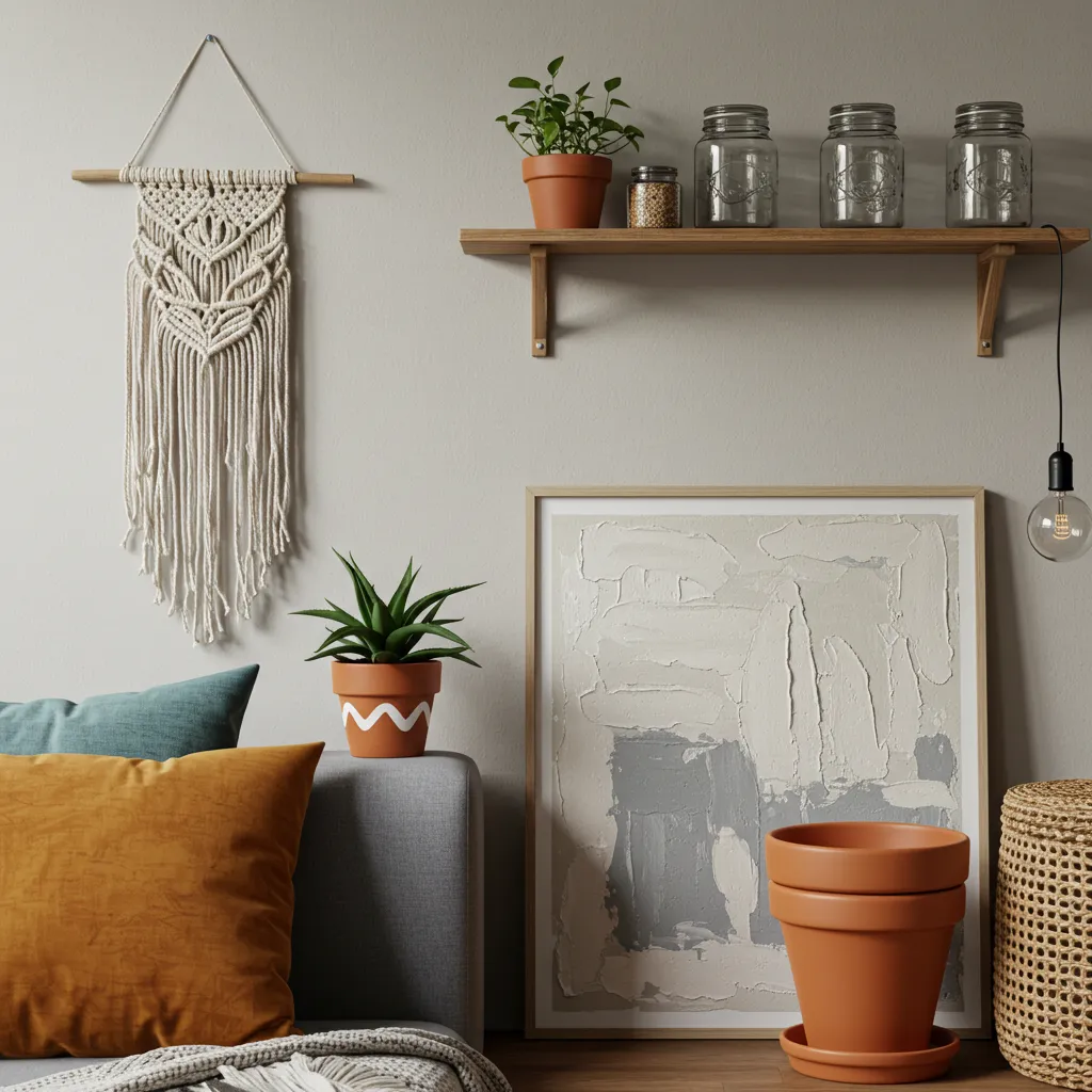 Living room decorated with handmade home decor crafts1