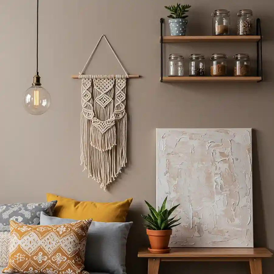 Living room decorated with handmade home decor crafts 2