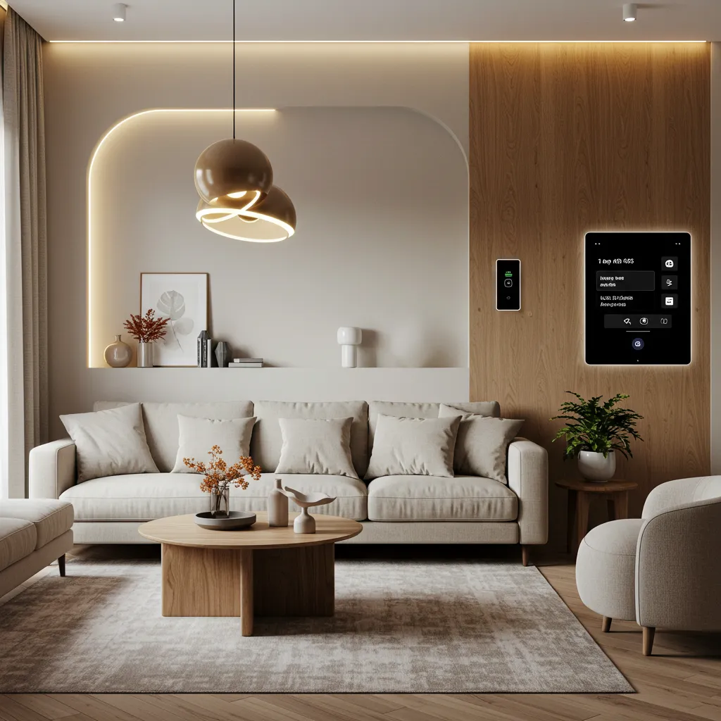 Modern cozy interior design with plants and natural textures