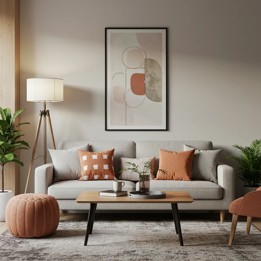 Modern living room decorated with stylish home accessories